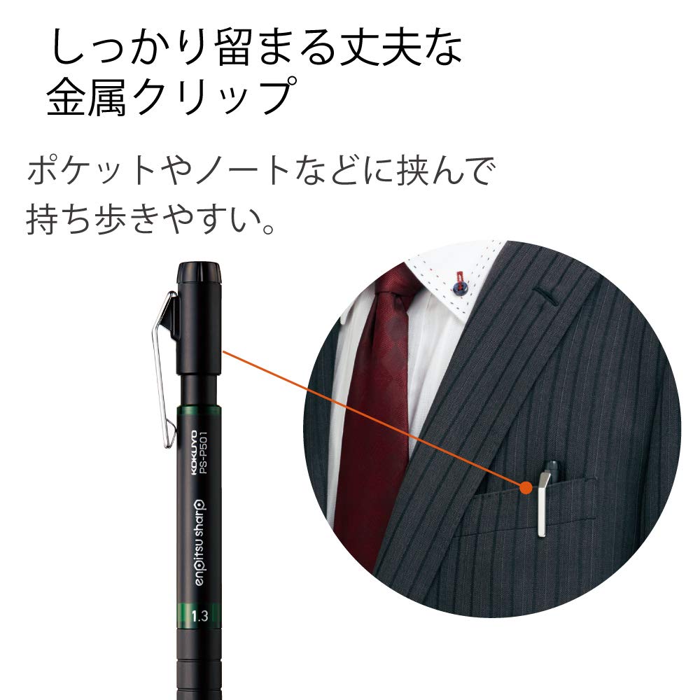 KOKUYO Enpitsu Sharp Type Mx Mechanical Pencil, Black, 2 Unità (Confezione da 1) - Image 3