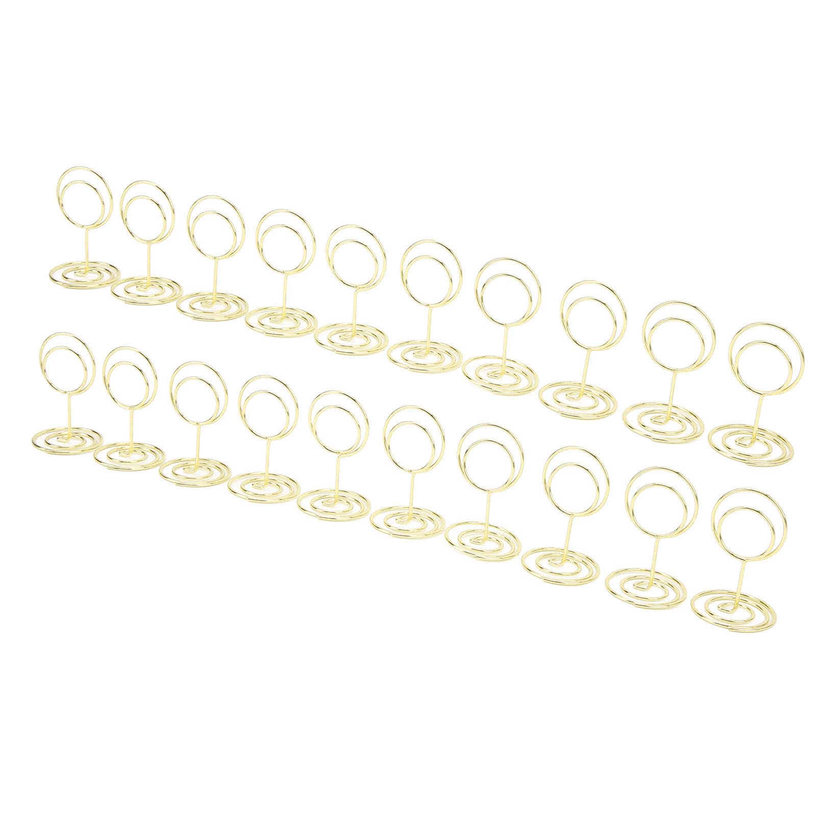 YOUTHINK 20Pcs Iron Table Number Stands, Elegant Metal Table Number Stands with Stable Spiral Base for Centerpieces Wedding Party, Birthday (Gold)