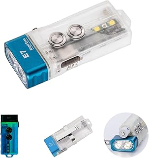 RovyVon E7 Hybrid Battery EDC Flashlight,Max 700 Lumen with Dual LED 6500K Cool White,Pocket Size USB-C Rechargeable Keychain Flashlight,Lock Mode,Power by Built-in Li-po/Replacea…
