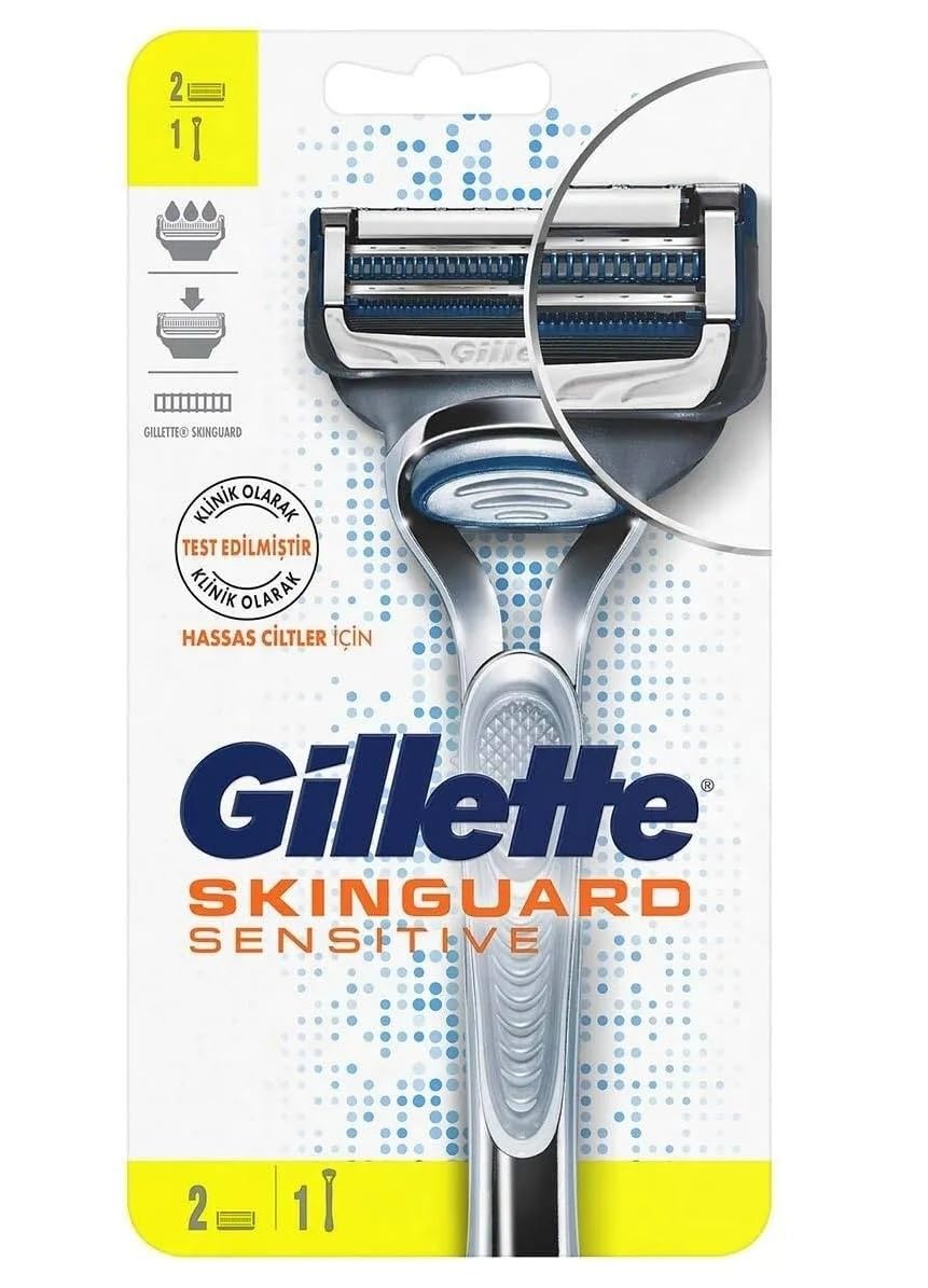 GilletteSkinGuard Sensitive Razor + 2 Razor Blade for Men, for Sensitive Skin and Prevents Skin Irritation