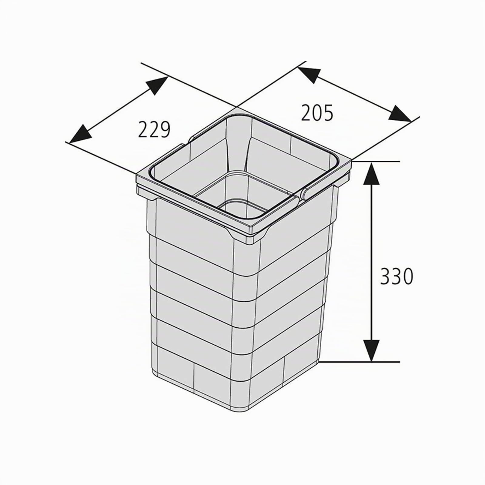 Ninka Abfalltrennsystem eins2vier KB 500 mm, Seitenstärke 16 mm Höhe 330 mm 2x 11,5L, 1x 25L, 1x 50er Bodenplatte, 1x 50er Deckelplatte, 2x Führungsleiste alugrau für Tandembox von SO-TECH®