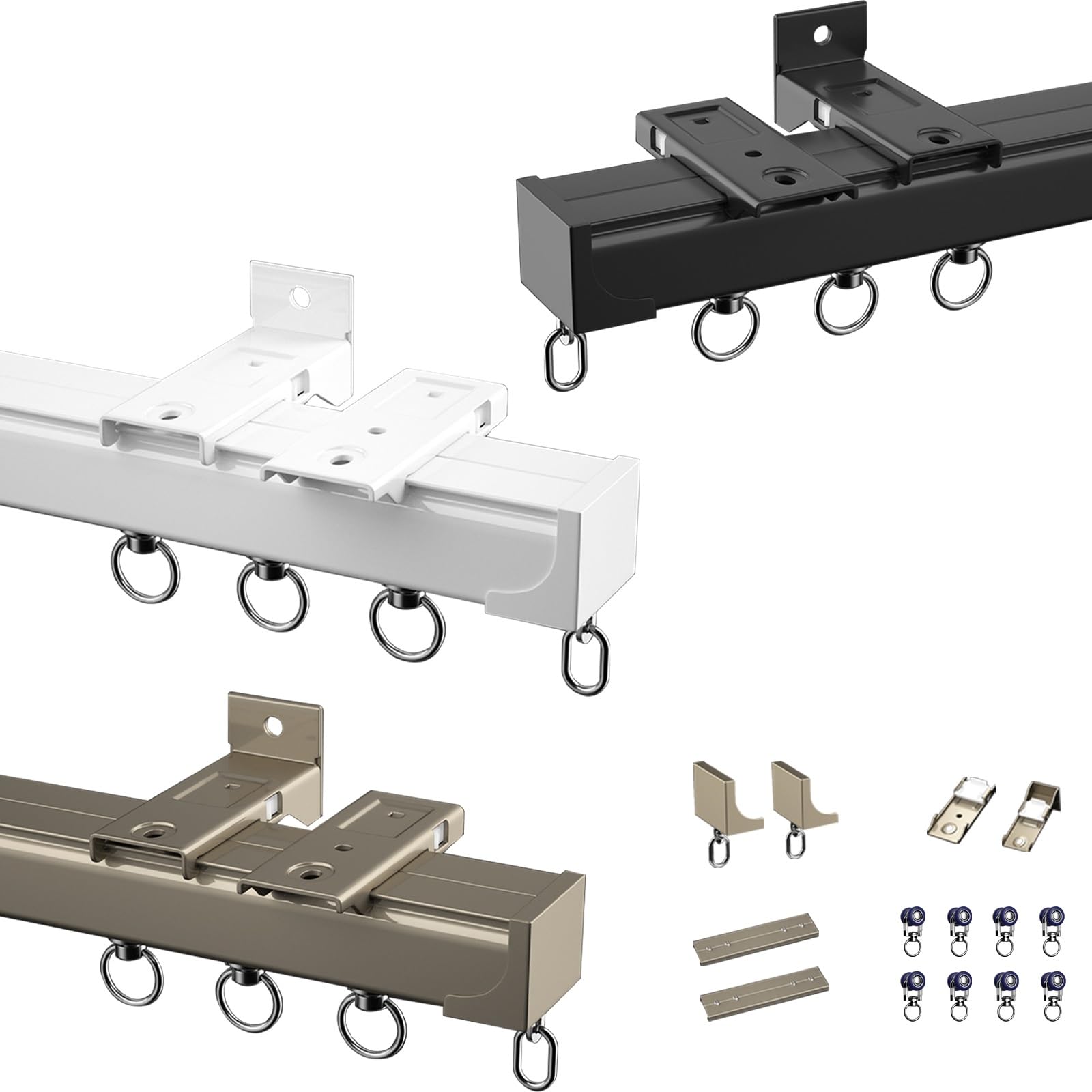 Tringle en aluminium 1,8m avec rail de plafond pour rideaux lourds de maison et bureau