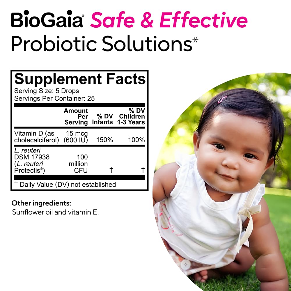 BioGaia Immune Active Baby Probiotic Drops + Vitamin D | for Babies & Toddlers 0-36 Months | Supports Digestive & Immune Health | Allergen, Dairy, Soy & Gluten Free | Backed by 30 Years of Research