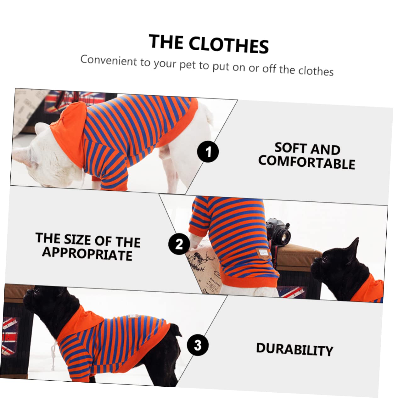 BESPORTBLE 3pezzi Maglietta Strisce Per Cani Cotone Traspirante Abbigliamento Per Animali Domestici Per Occasioni Speciali e Attività All Aperto Comoda e Alla Moda Varie Taglie