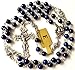 elegantmedical HANDMADE Blue Tiger Eye Beads & Silver Rose Beads ROSARY CROSS Crucifix Necklace box