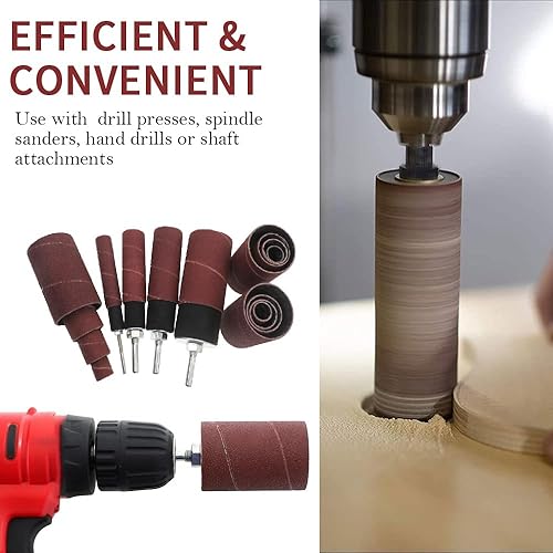 Miniatura 5 de Socpuro Kit de tambor de lijado de prensa de taladro de 20 piezas, grano 80120, bandas de lijado de goma para carpintería