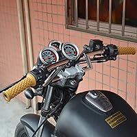 Vista 7 de Par retro de goma motocicleta mango agarre 7/8 "0.866 in Bar End Grips universal para Cafe Racer moto manillar agarre