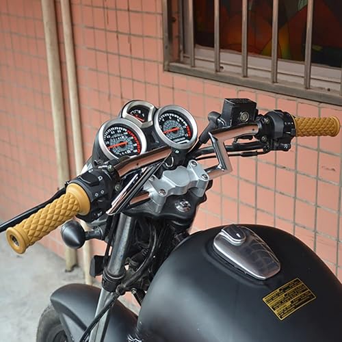 Miniatura 7 de Par retro de goma motocicleta mango agarre 78 "0.866 in Bar End Grips universal para Cafe Racer moto manillar agarre