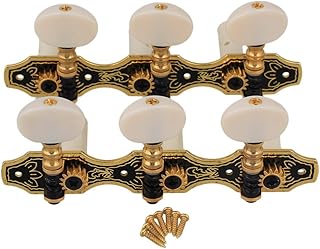 Yibuy 2個入れ ギターペグ マシンヘッド 亜鉛合金 チューニングペグ 1L1R with Beige Heads クラシックギター用