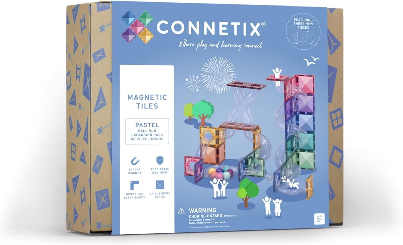 CONNETIX Magnetbausteine Pastell Ball Run Packen, 80 Stück