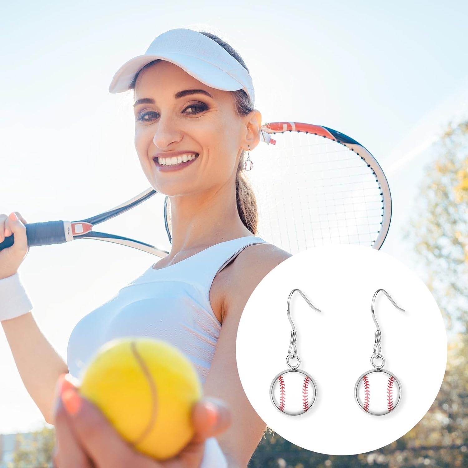 Baseball Earrings for Women, Stylish Baseball Dangle Earrings Softball Drop Earring Sport Ball Shape Jewelry Gifts for Baseballs Players Lovers Fans Decorations, 1.4x0.6 Inch - Image 6