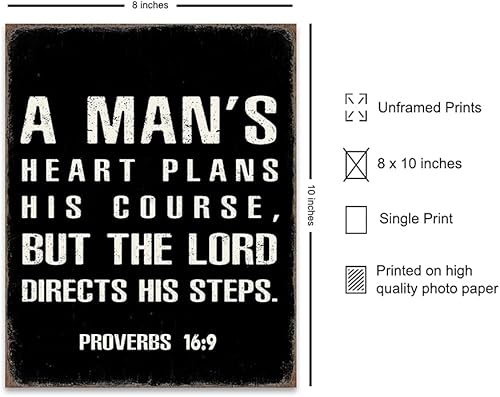 Vista 2 de Christian Gifts for Men Decor - Religious Wall Art - Bible Verses Holy Scripture Psalms - Catholic Gifts for Pastor, Ordained Minister - God Wall