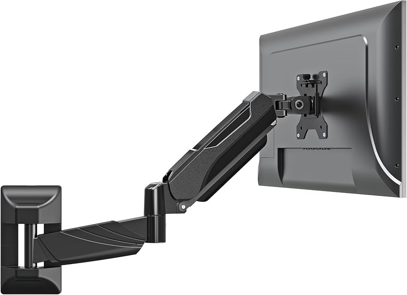 Monitor Wall Mount for 17-32 Inch Computer Screen, Wall Mounted Arm Support 4.4-17.6lbs Display, Computer Monitor Arm, VESA Bracket for VESA 75x75mm and 100x100mm, Black