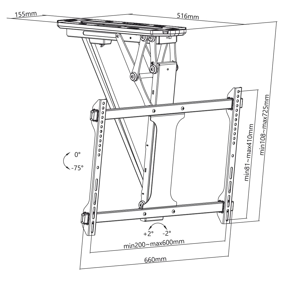 mywall HL44ML - Supporto da soffitto motorizzato e pieghevole, per televisori da 32" a 70", carico fino a 35 kg, con telecomando senza fili, con funzione Smart Home