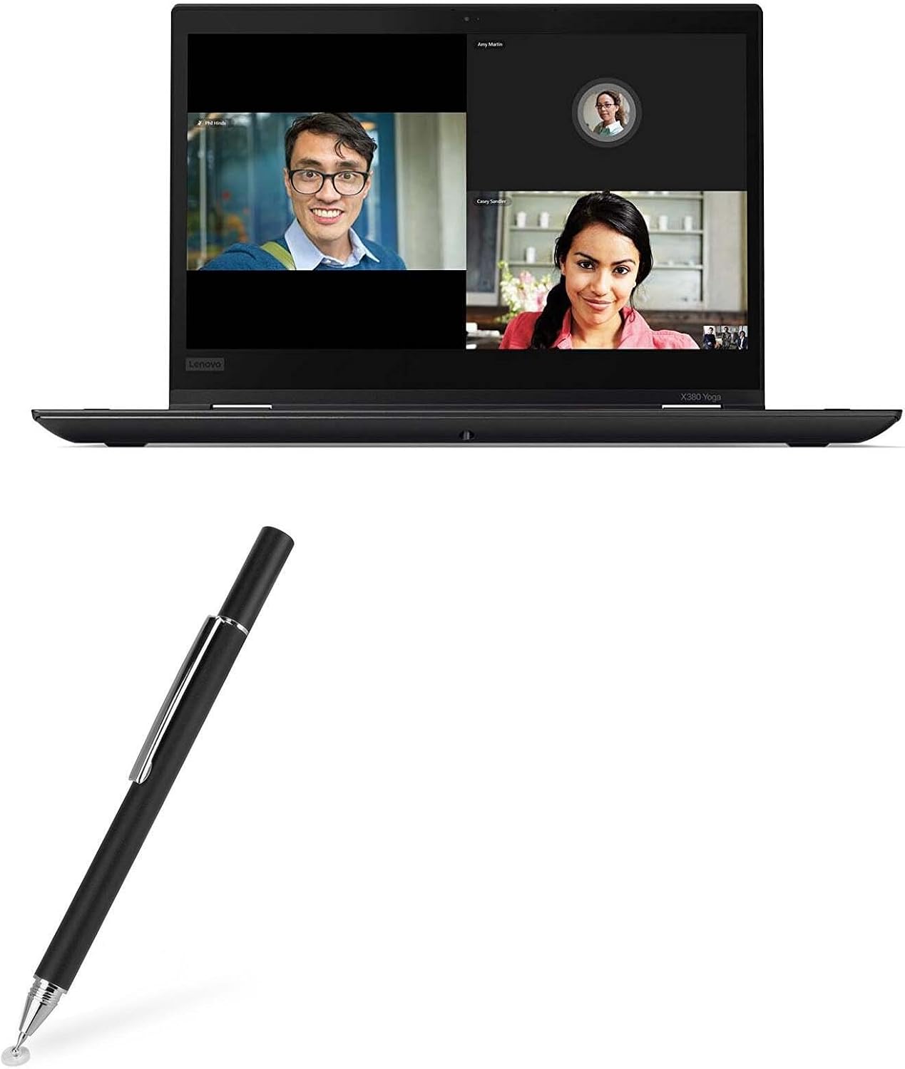 BoxWave Stylus Pen Compatible with Lenovo ThinkPad X380 Yoga (13.3 in) - FineTouch Capacitive Stylus, Super Precise Stylus Pen - Jet Black
