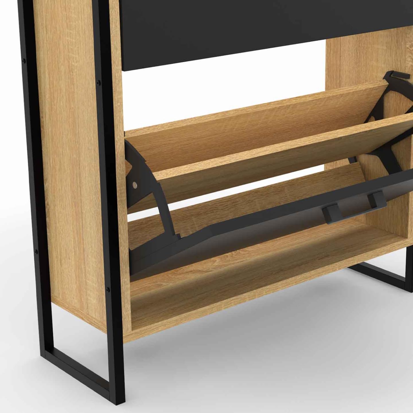 IDMarket - Vestiaire d'entrée Boston Meuble Chaussures 2 Portes Bois et Noir