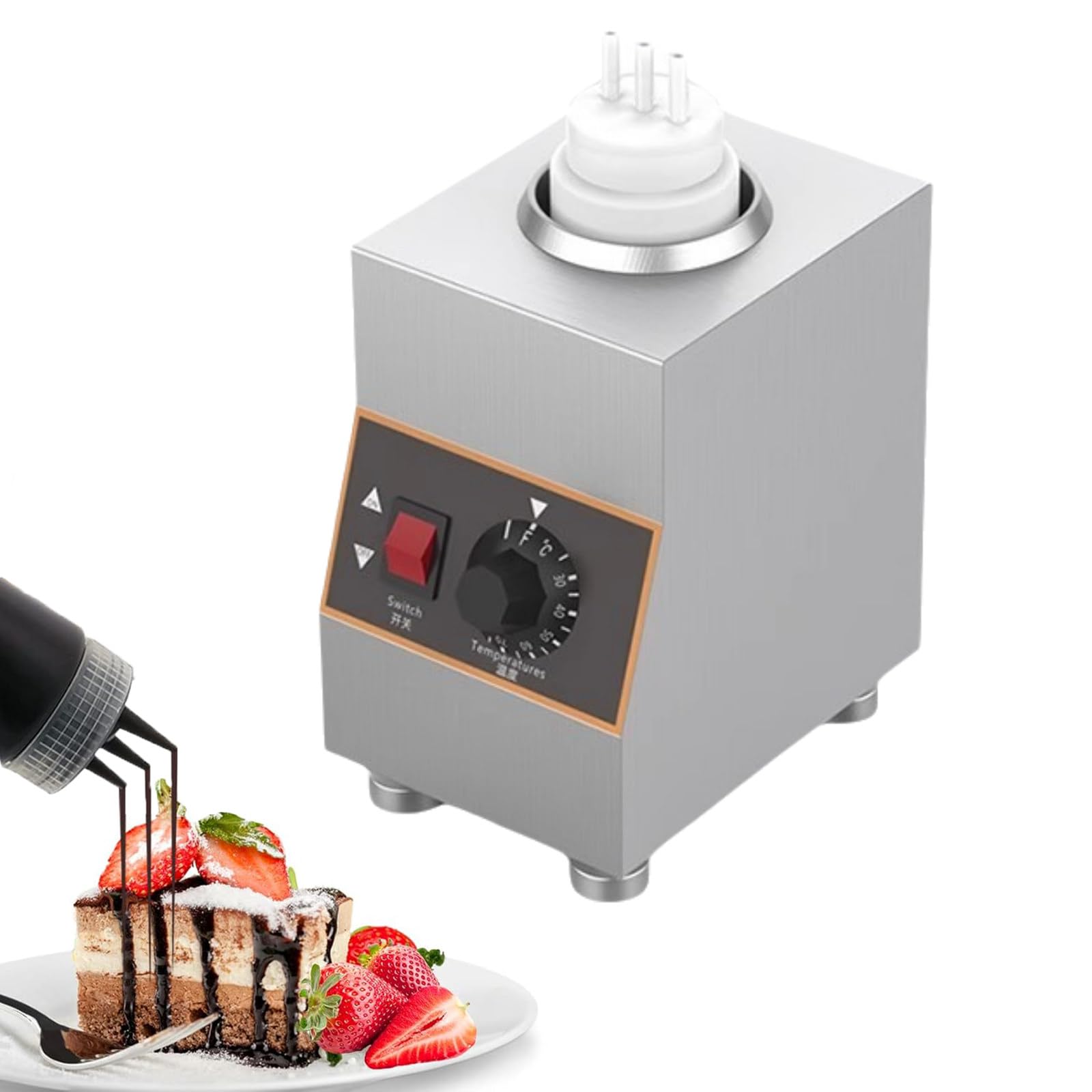 Scaldabiberon Elettrico Commerciale Per Salsa Piccante, Scaldabiberon Banco, Macchina Per La Conservazione Del Cioccolato, 650-2600ml, Mantiene Calde Le Salse Formaggio, Caramello, Marmellata 1网格