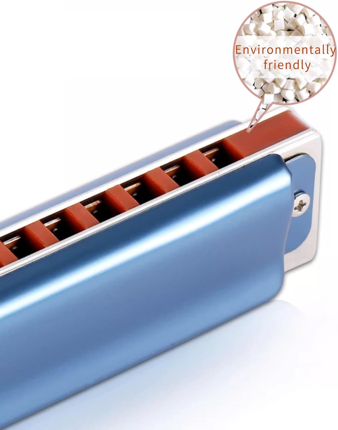 T008K Beginner's Blues Harmonica 10 Hole Diatonic Harmonica for Adults to Practice Professional Playing Instruments (Ab Key)
