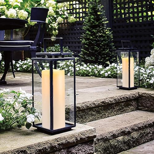 Image of Homemory 4 inch x 10 inch Large Waterproof Outdoor Flameless Candles, Battery Operated LED Pillar Candles with Remote and Timers for Indoor Outdoor Lanterns, Long Lasting, Dark Ivory, Set of 4
