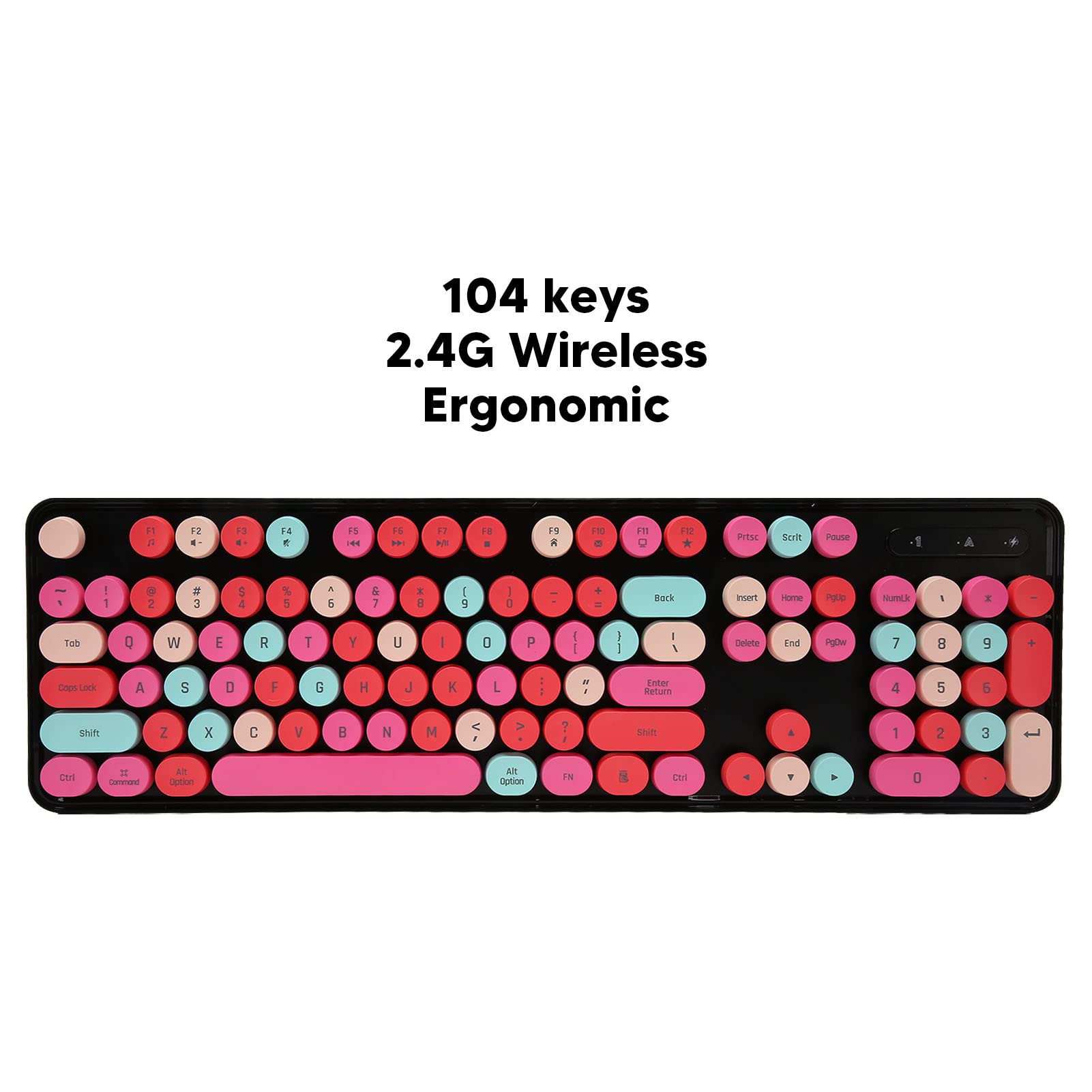 Combinazione tastiera e mouse da gioco wireless, modalità wireless 2.4G Attrezzatura da gioco facile da usare Punk retrò con 3 DPI regolabili per laptop, desktop (Colore misto rosso)