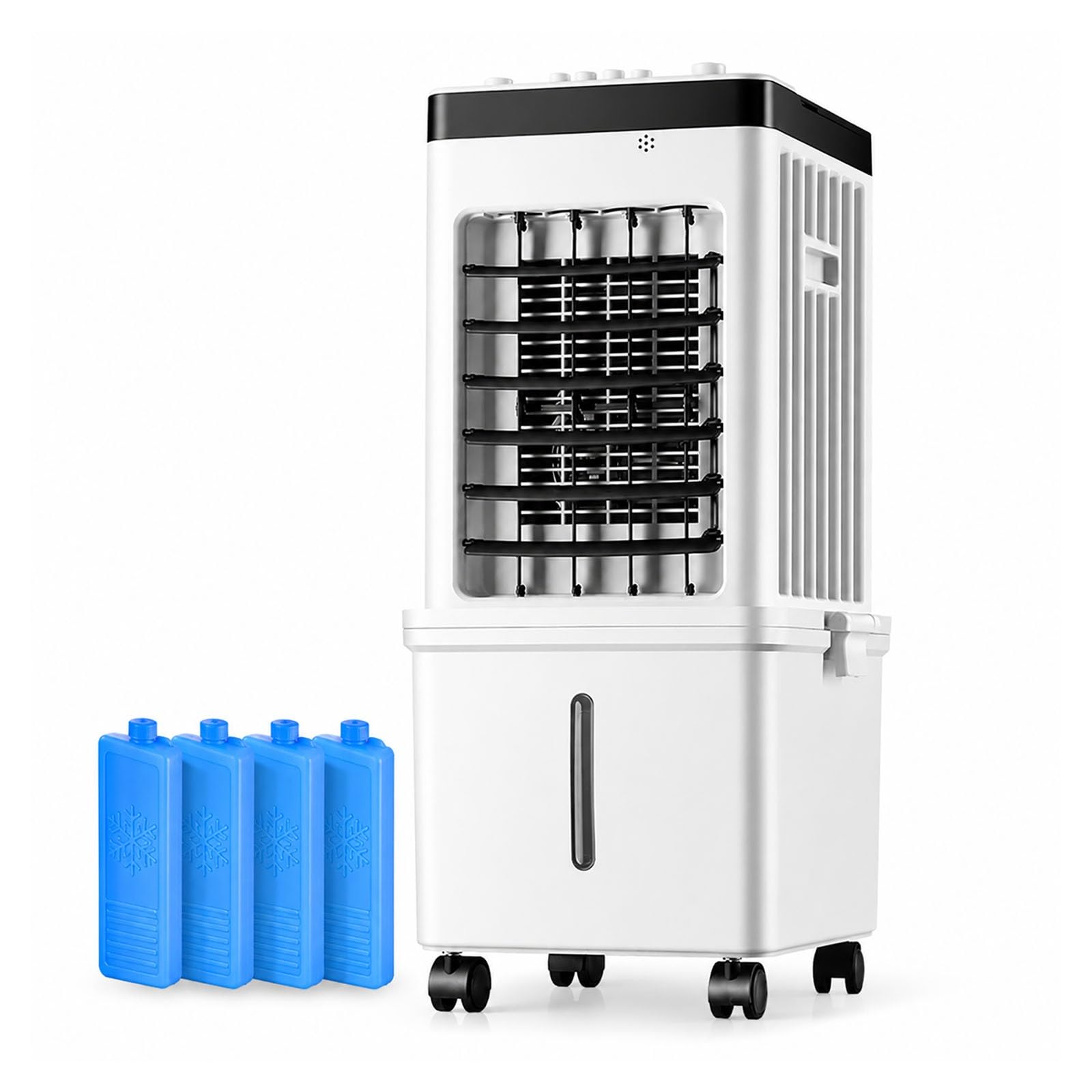 Enfriador de Aire Evaporativo 6L, Ventilador Climatizador Portátil con 4 Acumuladores de Frío, 3 Velocidades, Oscilación 120°, Silencioso para Hogar y Oficina
