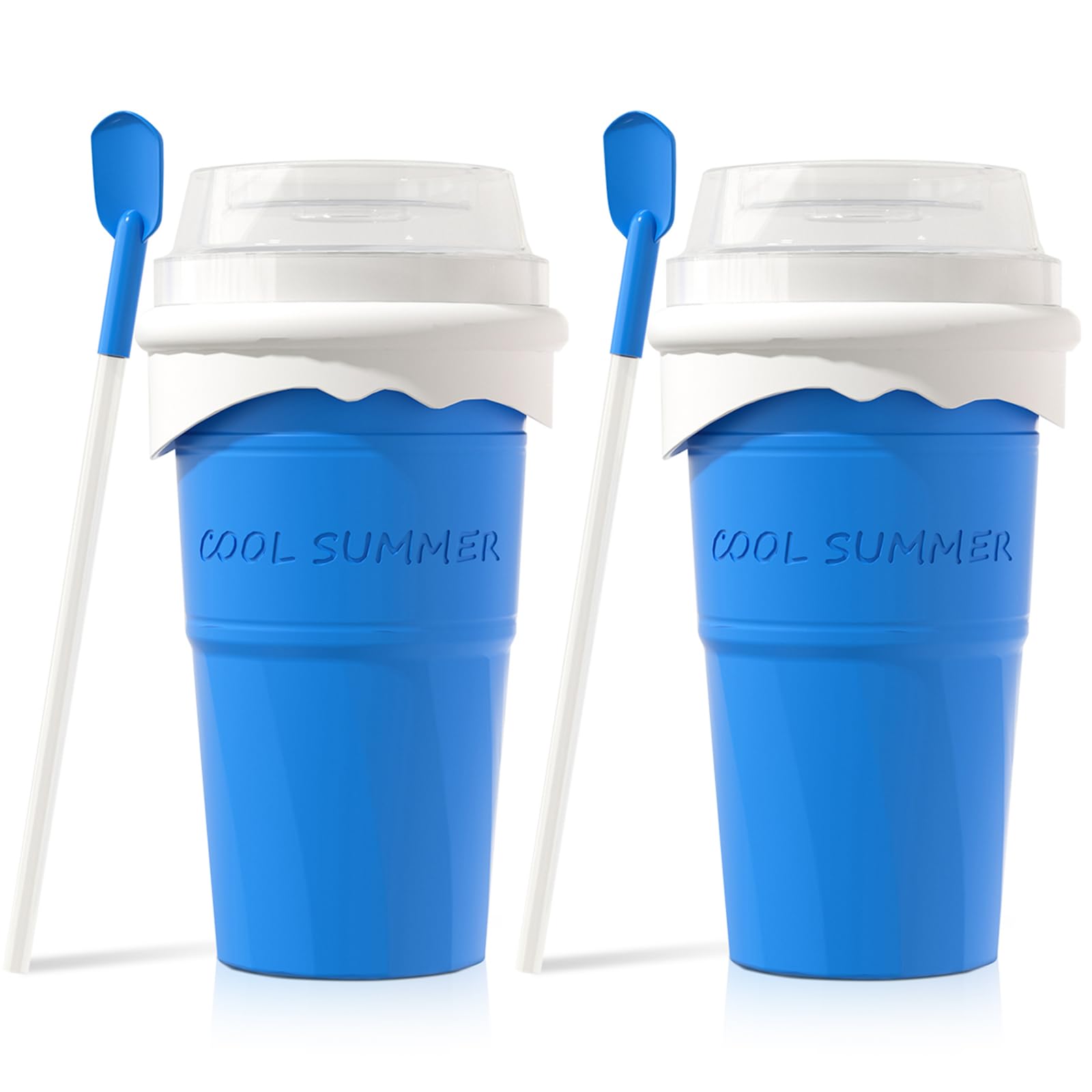 Slushy Maker Cup 500ml Slushy Squeeze Cup for DIY Milkshake, Magic Slushy Maker Squeeze Cup, DIY Smoothie Maker for Kids (2 Blue (500ml/COOL SUMMER))