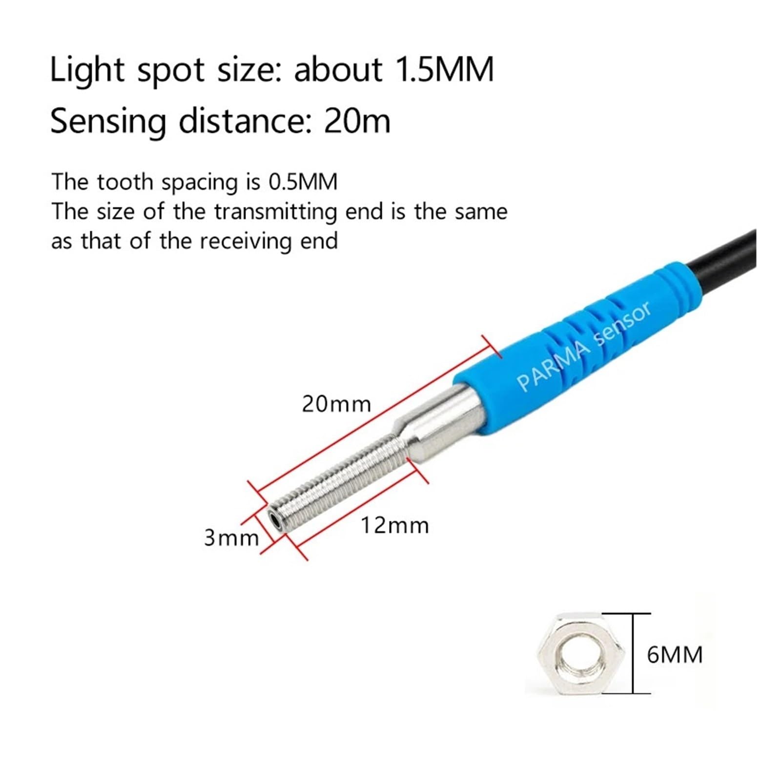 Sensor M3 Sensor de Interruptor fotoeléctrico de Haz ultracompacto Sensor de luz Visible Interruptor de Sensor infrarrojo NO(LM3-T20MNO)