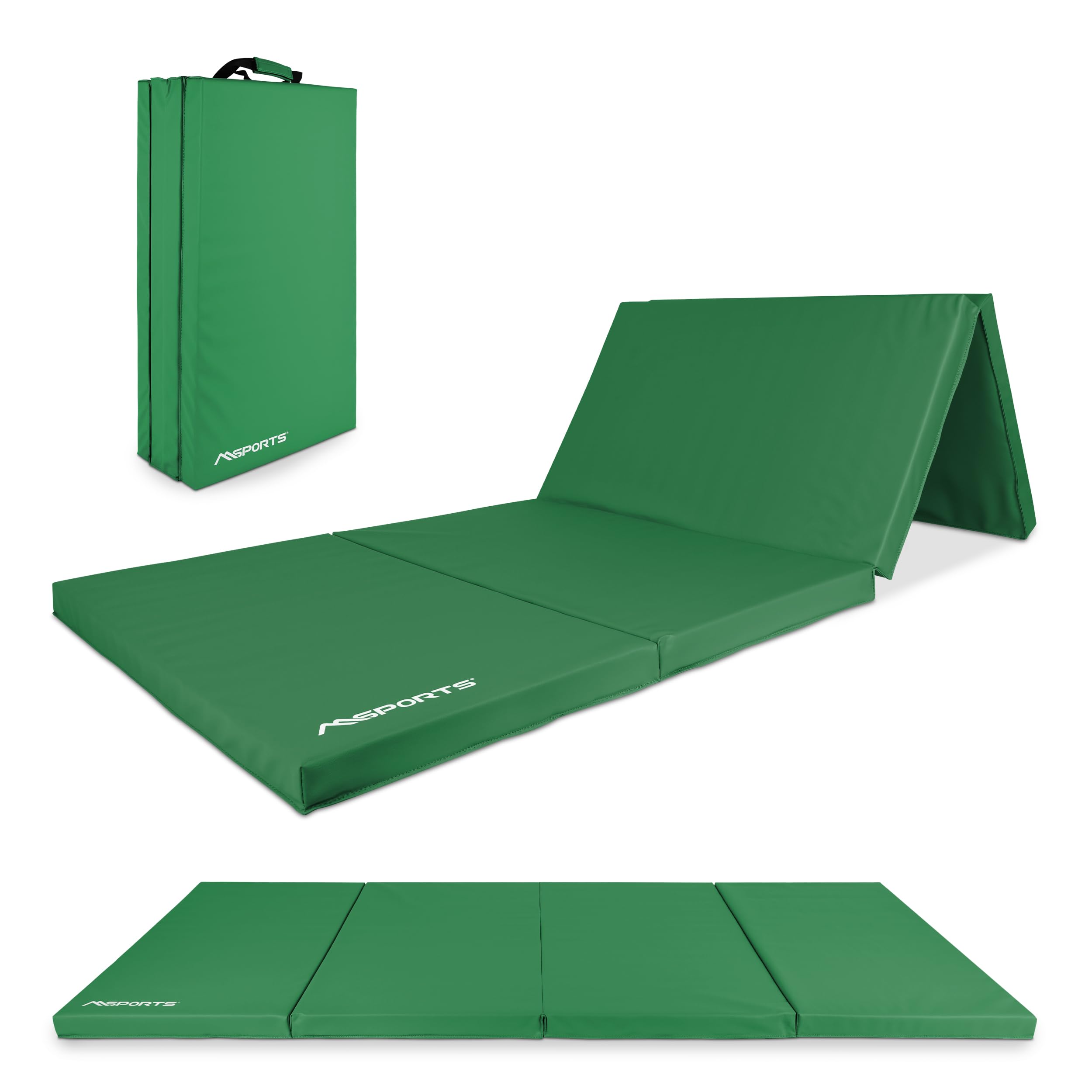 MSPORTS Tappetino da ginnastica di alta qualità, pieghevole, per pavimenti morbidi, 190 x 80 x 5 cm, per la casa, i bambini, gli adulti verde 190 x 80 x 5 cm