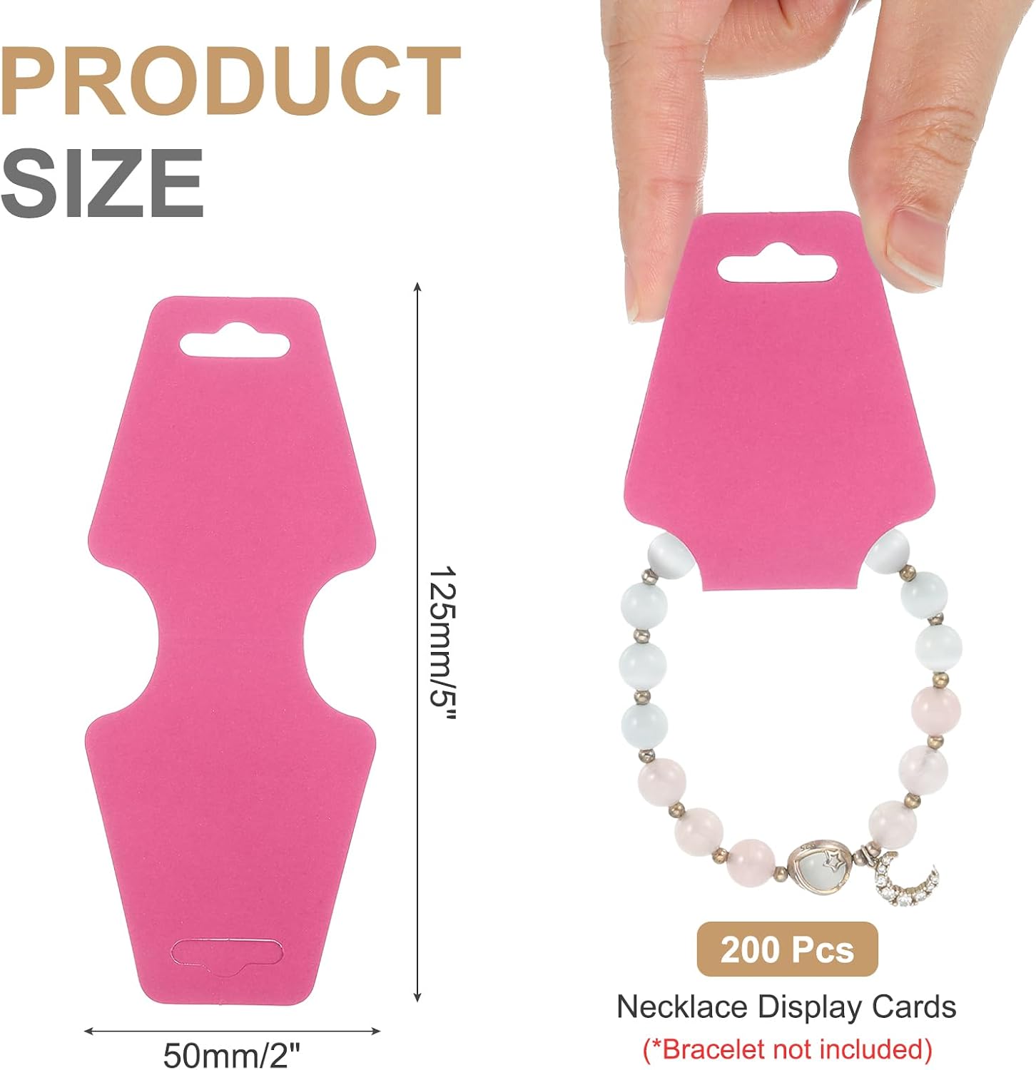PATIKIL Necklace & Bracelet Display Cards 200 Pcs Jewelry Blank Card Holder Jewelry Packaging for Hanging Necklaces Chokers Earrings Hair Band Accessories (Rose Red, 5x2 Inch) image 2