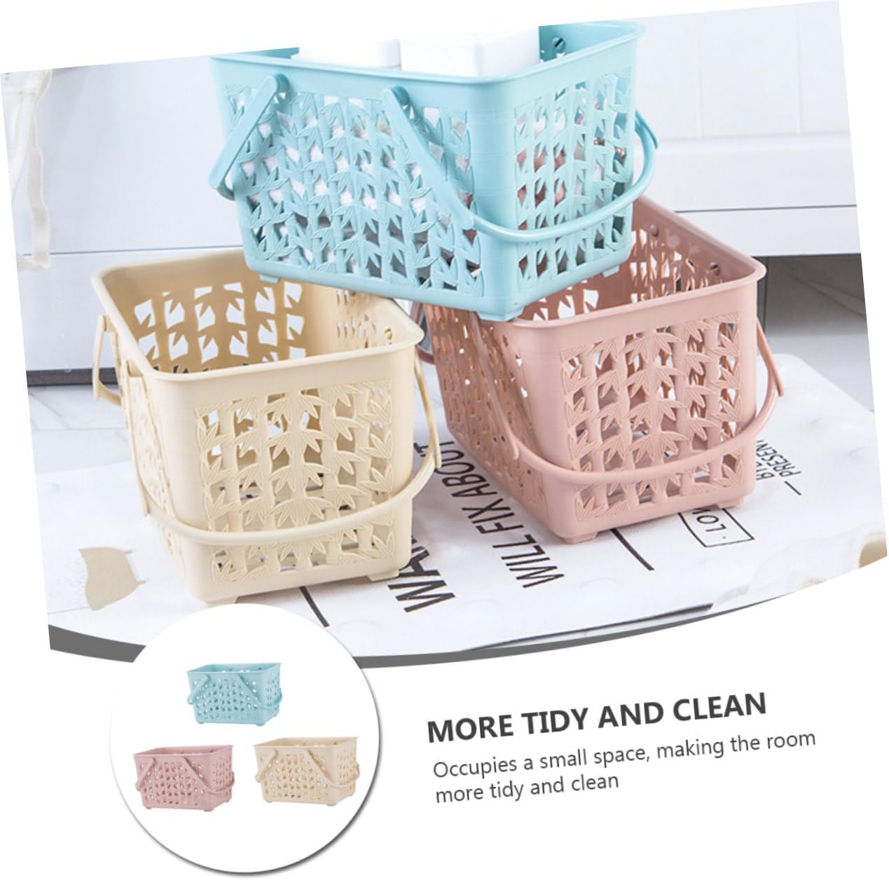 Luxshiny 3pcs Thickened Desktop Storage Basket Handheld Sundries Container for Organizing Phone Magazines Toys Versatile Storage Bins Random Patterns