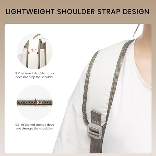 Miniatura 7 de LOVEVOOK Mochila para laptop para mujer bolsas de computadora de negocios para viajes de trabajo, Beige-caqui, Mochila