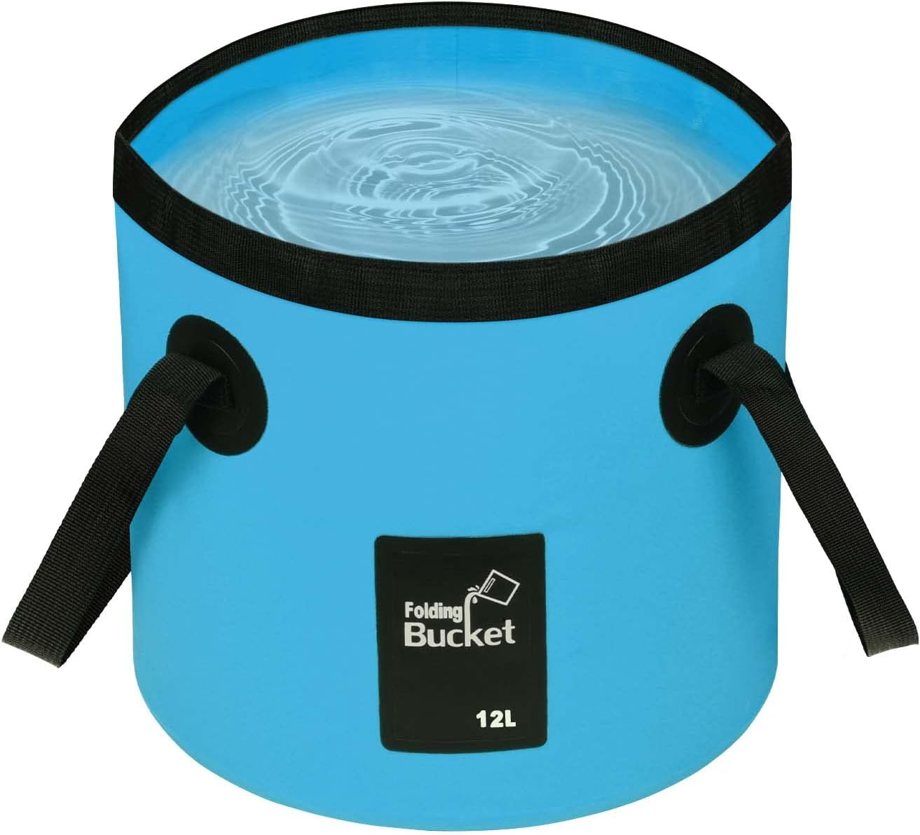 Handy Folding Bucket 12L, Portable Collapsible Bucket for Plumbing Camping Traveling Hiking Fishing Boating and Gardening (Blue, 12L)