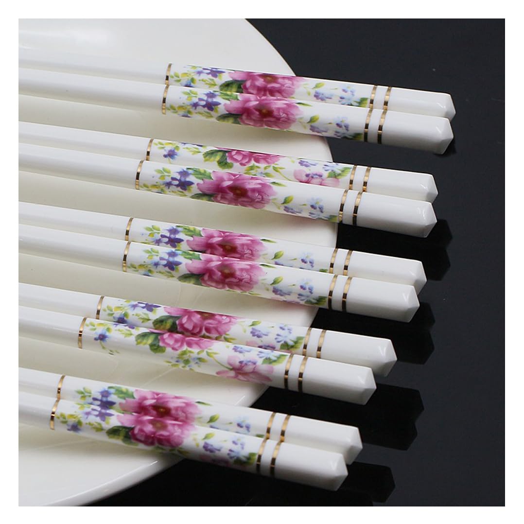 Boissticles en Porcelaine Cadeau De Fleurs avec Boîte-Cadeau, Baguettes Chinoises en Os De La Chine, Baguettes Premium Réutilisables, Lave-Vaisselle À Haute W