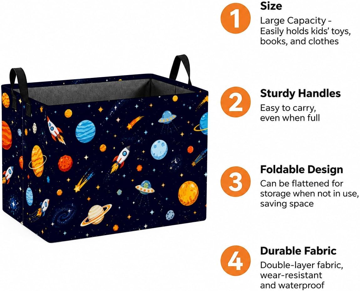 Space Storage Basket 56L, Planet Laundry Hamper Gift Organizer