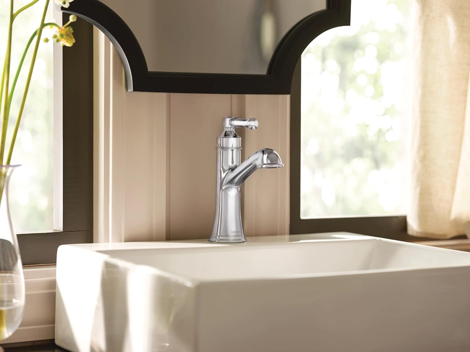 Moen Dartmoor Chrome Single Handle Bathroom Sink Faucet with Optional Deckplate, 6803 - Image 4