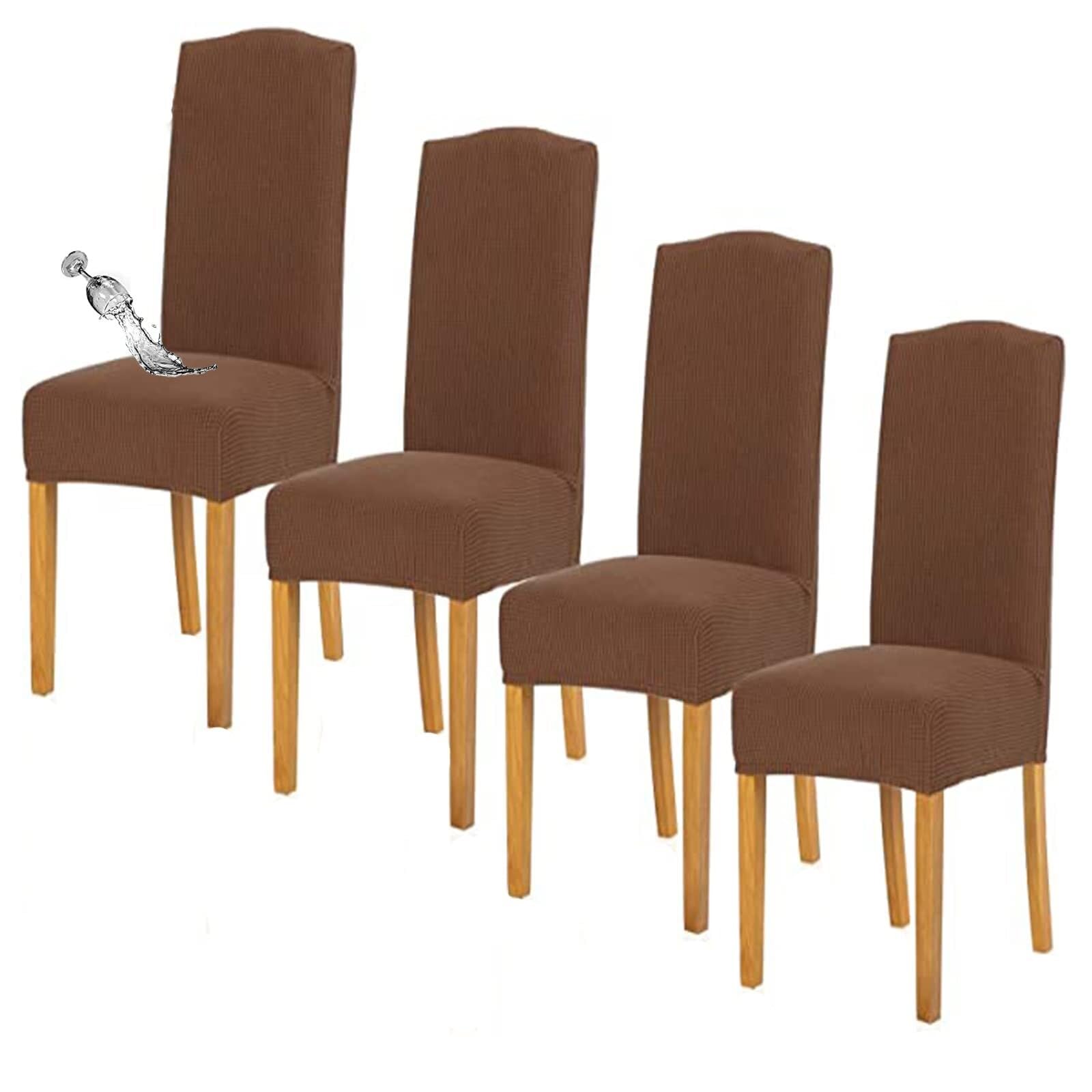 NMVAWIPT Waterproof Dining Chair Covers With Elastic Hem, Stretch Removable Washable Seats Slipcovers(12#,4pcs)
