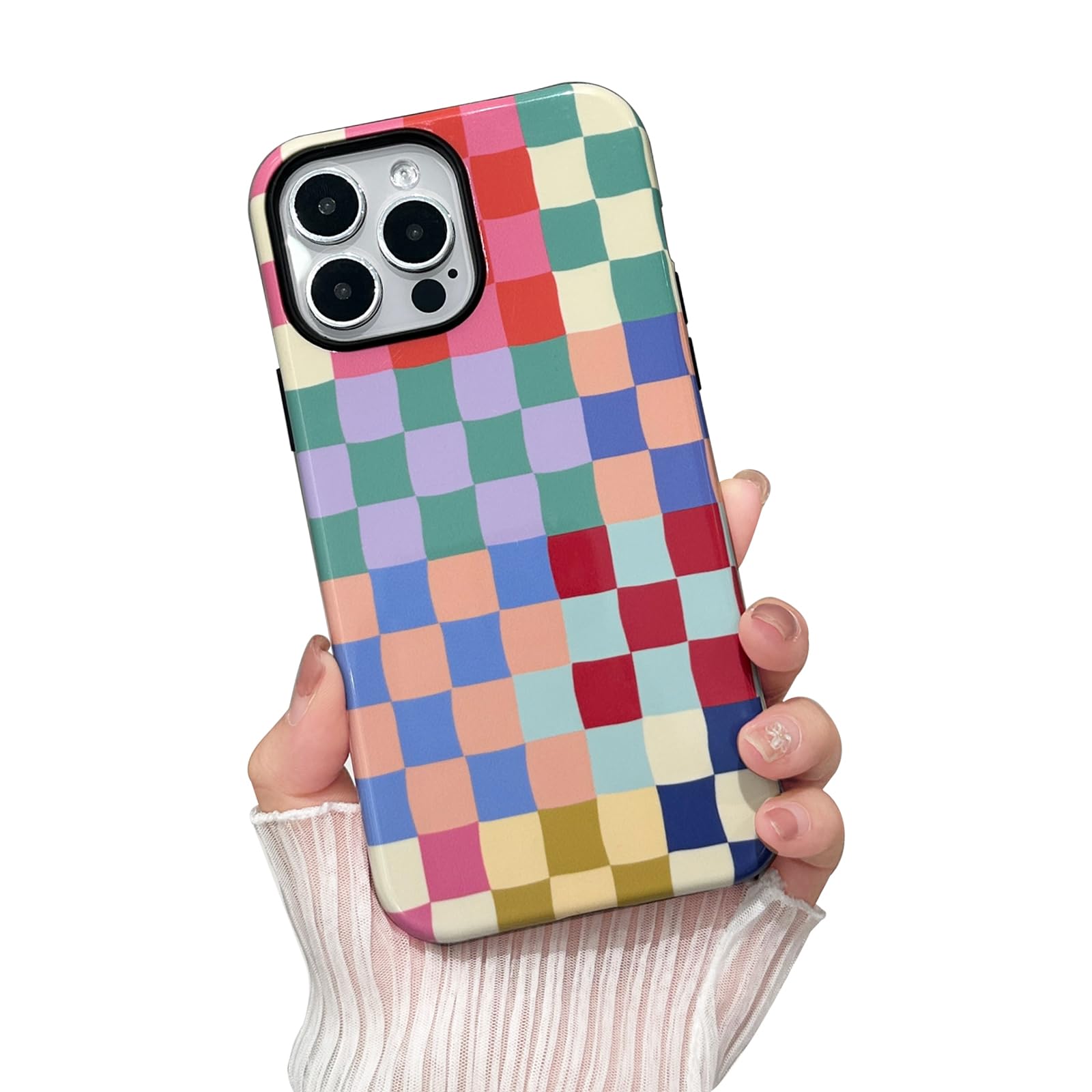 branple Compatible with iPhone 11 Case,Cute Simple Colorful Checkered Case with Shockproof Slim Soft TPU and Hard PC Protective Covers for Women/Men
