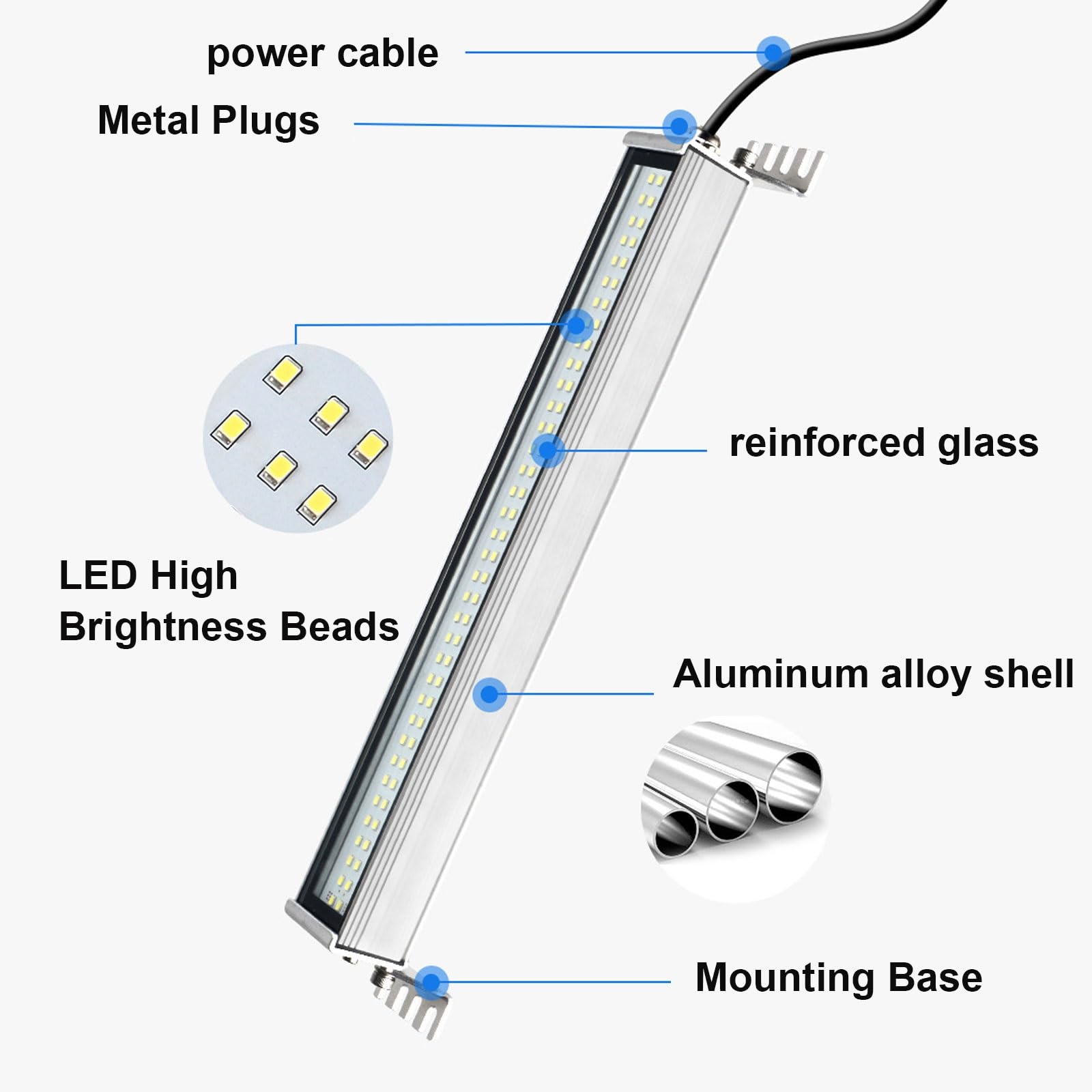Odporne na wybuchy LED Tube Light Wodoodporne lampy sprzętowe, z regulowaną podstawą, 24 V / 110 do 220 V przemysłowa wodoodporna lampa narzędziowa do frezowania oświetlenia (rozmiar: 30W-110/220V)