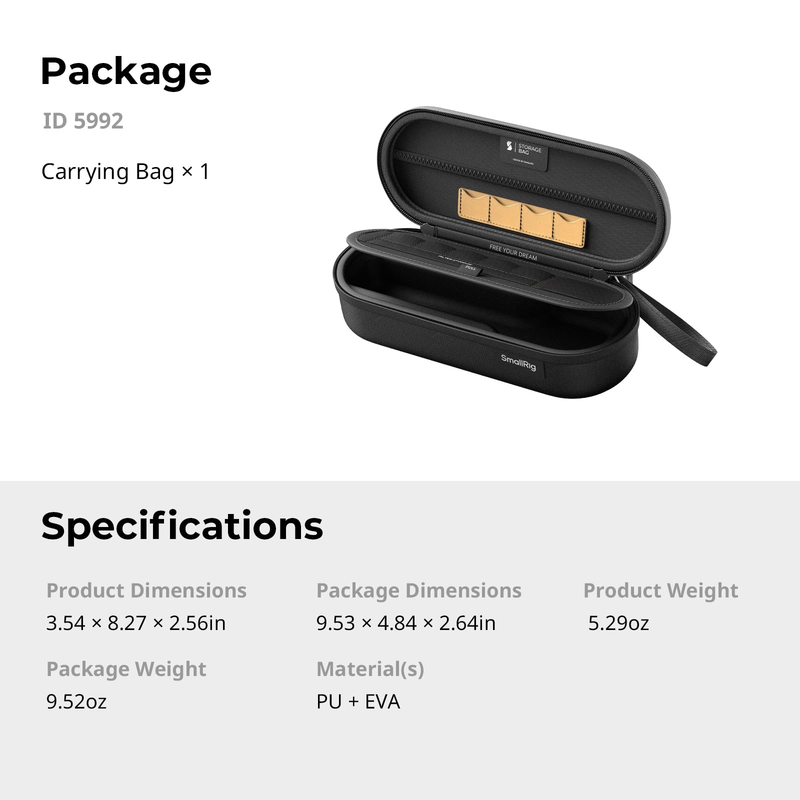 SMALLRIG Custodia per DJI Pocket 4/3, resistente a schizzi e urti, borsa portatile tutto in uno con cordino per fotocamera e accessori, può contenere schede SD, filtri e cavi - 5992