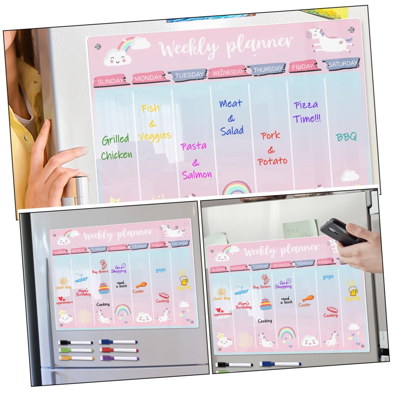 Tofficu Magnetische Kühlschranktafel Transparente Tagesplantafel Wöchentliches Acryl-whiteboard Trocken Abwischbare Nachrichtentafel Magnetische Planertafel Für Küche