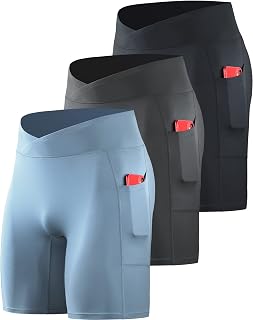 NELEUS Men's 3-Pack Compression Dry Fit Shorts with Pockets - Running Yoga Gym Activewear