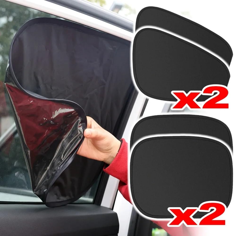 Auto Elektrostatischer Sonnenschutzvorhang Universeller Sonnenschutz Wärmeisolierende Vorhänge Sommer Seitenfensterglas Statische Sonnenschirme(4pcs Set)
