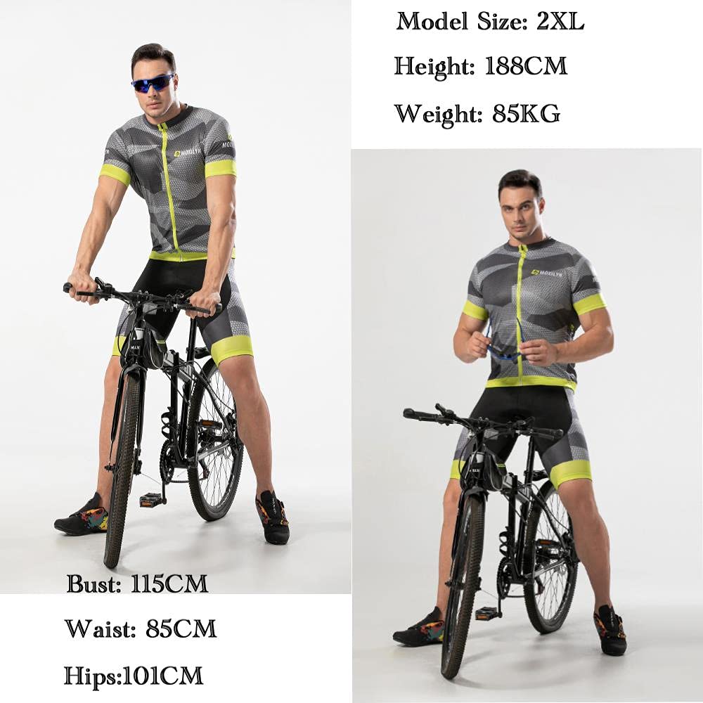 Moxilyn Camisetas de Ciclismo para Hombre, Camiseta Corta, Camisetas de Ciclismo Skinsuit,Ropa de Ciclismo,Camisa Mountain Bike/MTB,Transpirable y Absorbente del Sudor,Secado Rápido