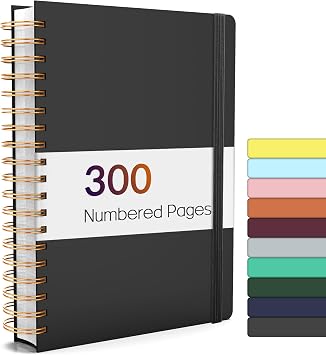 Forvencer A4 Lined Spiral Journal Notebook with 300 Numbered Pages 8.511"