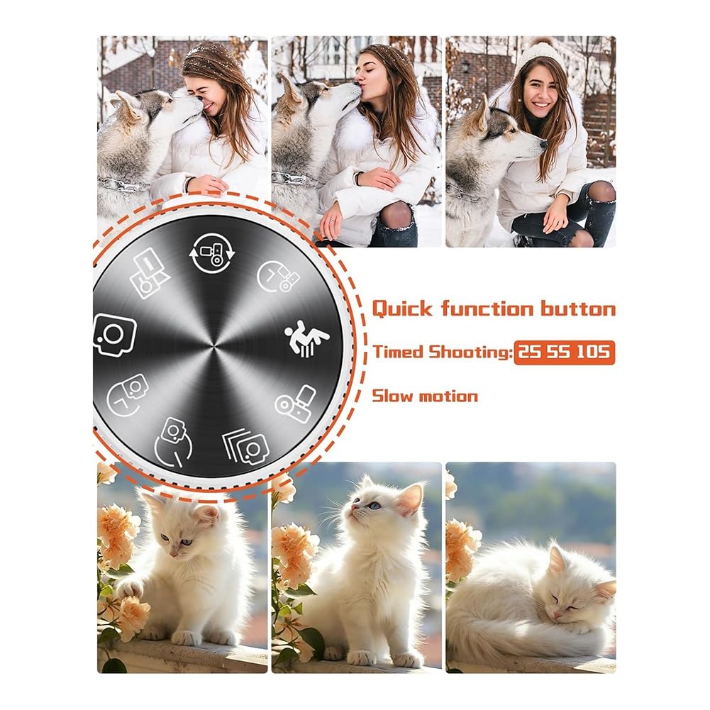Fotocamera Digitale Compatta 5K con Schermo Flip A 180°, Fotocamera Vlog Autofocus WiFi Ideale per Principianti e Fotografia per Adolescenti B