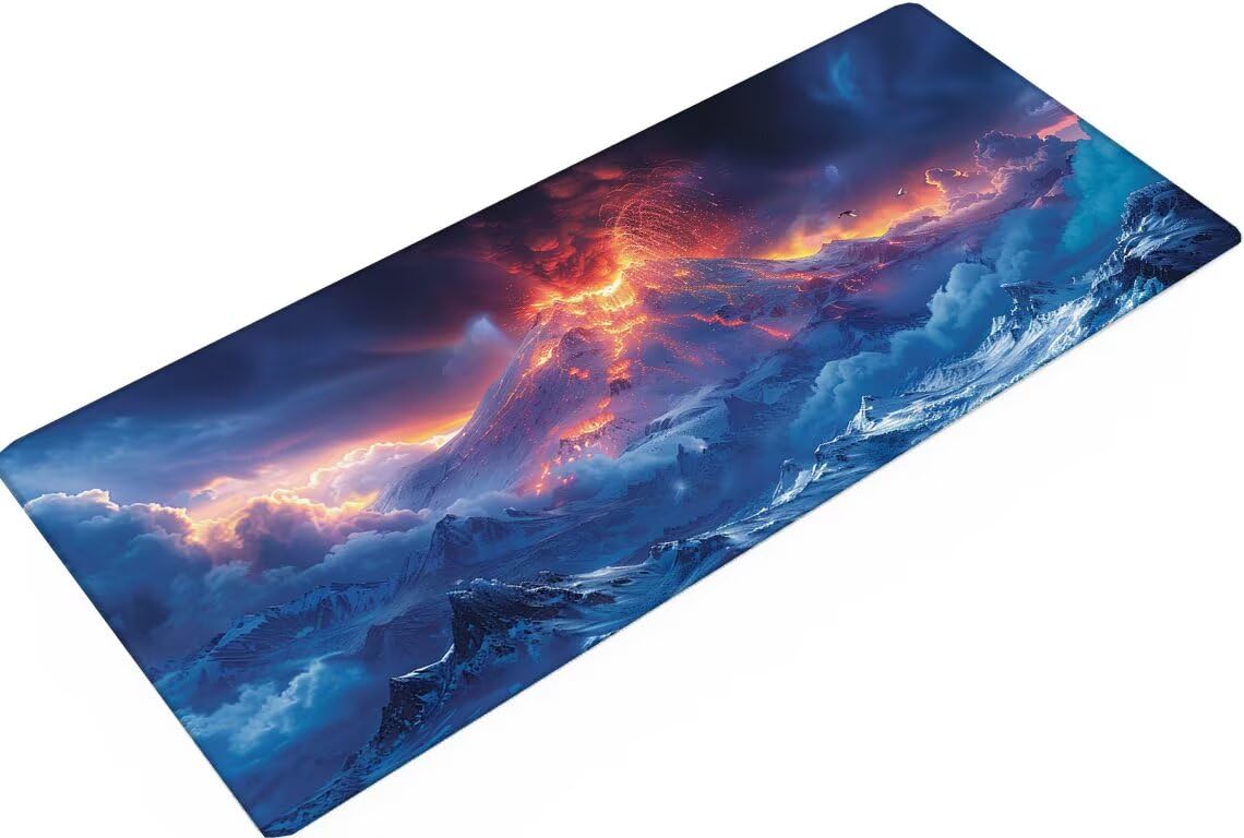 Alfombrilla Ratón Azul Alfombrilla Escritorio Volcán Mouse Pad Gaming Duradera, Mouse Pad Grande Gaming Mejora Precisión y La Velocidad, Antideslizante Desk Mat para PC, Oficina 1600x800x3mm Y2-201