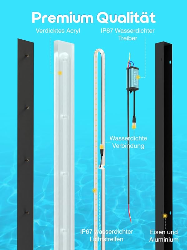 AOEH Villa hosszú LED fali lámpa fekete alumínium IP65 vízálló kültéri kert, terasz, nappali és hálószoba, 150 cm, 48 W, meleg fény