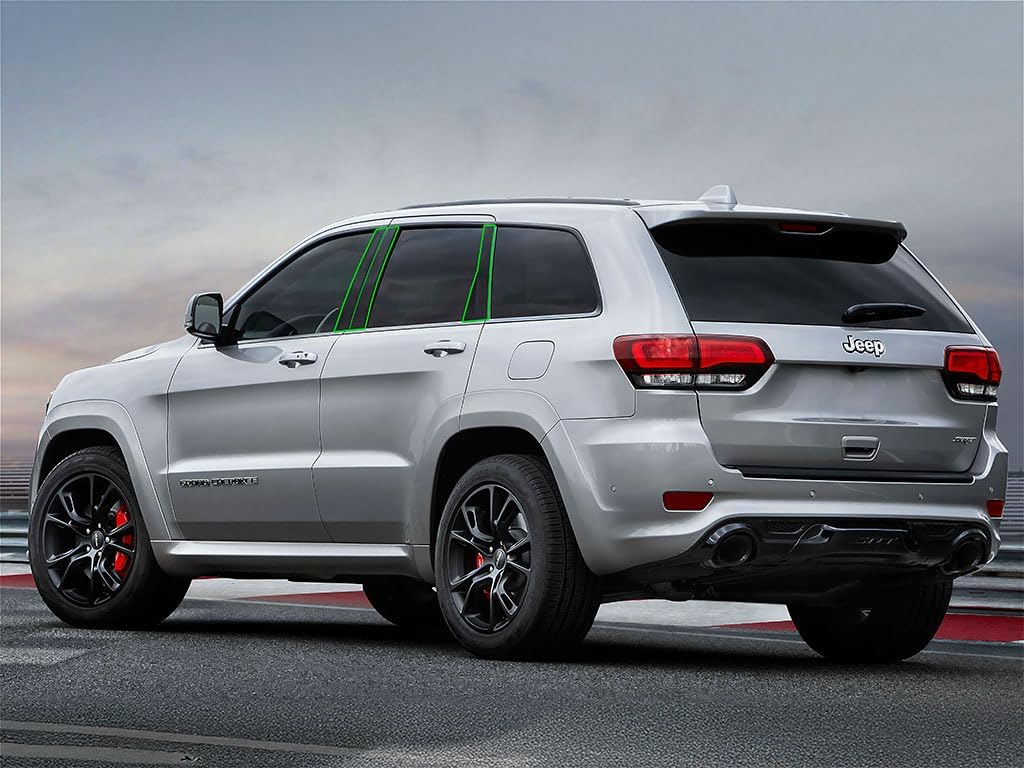 Rvinyl Pillar Post Pre Cut Window Trim Kits in Gloss Black Compatible with Jeep Grand Cherokee 2011-2023 - Adhesive Backs