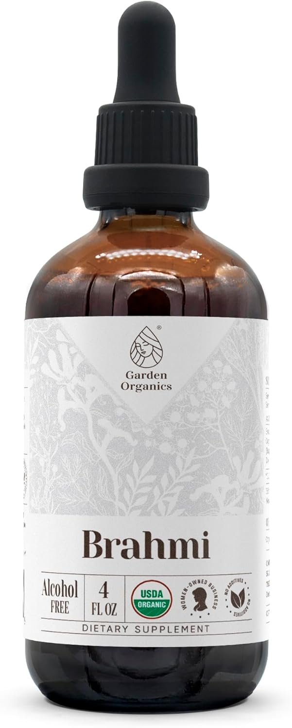 Brahmi USDA Organic | Alcohol-Free Extract, Organic Herbal Drops, Supplement | Tincture Made from 100% Certified Organic Brahmi (Bacopa Monnieri) Dried Herb 4 oz