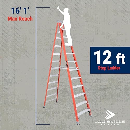 Miniatura 15 de Escalera de tijera Louisville de fibra de vidrio con capacidad de 300 libras, Anaranjado, FS1506